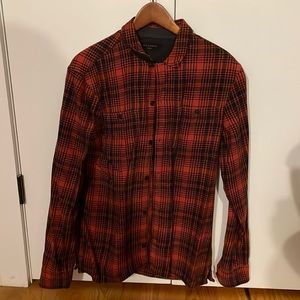 All Saints Red Plaid Flannel Shirt